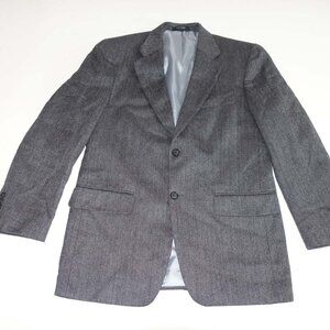 Savile Row Men's Herringbone Sport Coat Size 38 Regular Gray 100% Wool Jacket R